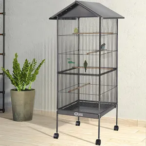 Large Bird Cages Parrot Cage Wide Flight Metal Animal Cage for Budgie Parakeet with Rolling Stand Wheels