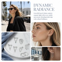 HGC ASTM-F136 Titane Barre Courbe avec Pendentif Fleur Marquise et Cœur en Chaîne, Zircon Cubique à Dos Plat, Labret Stud pour Tragus et Hélix, Bijou de Piercing