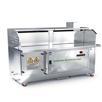 Nouveau chariot barbecue commercial en acier inoxydable avec pulvérisation d'eau, désodorisant et purificateur sans fumée, purificateur d'huile et de fumée à aspiration puissante