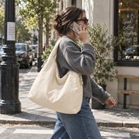 Sac fourre-tout Taslon en gros, en stock, sac à bandoulière Hobo avec poches zippées pour cadeaux d'entreprise, commandes en gros, fourniture OEM