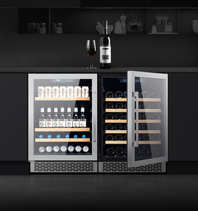 Luxury Dual Zone Wine and Can Fridge Stainless Steel Glass Door Chiller <b>Cooler</b> Cabinet FD-LD42A Dual Zone Wine and Can Fridge FD - Product Image 2