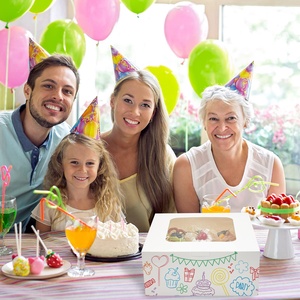 Wholesale Custom Luxury Cupcake Pastry Bakery Paper Box Transparent Birthday <strong>Wedding</strong> <strong>Packing</strong> 10 Inch Cake Box With Clear Lid - Product Image 3