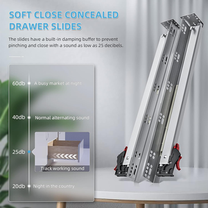 Yenuo 10-24 inch <span class=keywords><strong>undermount</strong></span> Ngăn kéo trượt đóng êm, 77lb mở rộng đầy đủ, ẩn dưới gắn bóng mang đường ray - Product Image 2