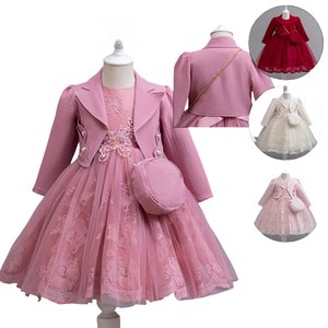 Gaun Pesta Ulang Tahun Setelan Bunga Gaun Putri Bayi Perempuan Pakaian Anak Perempuan Gaun Anak Perempuan dengan Mantel yang Serasi - Product Image 2