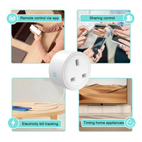 Prise intelligente WiFi Tuya FY41, Royaume-Uni, 16A, avec moniteur d'énergie, prise standard britannique, design en forme de barre, compatible avec Alexa, Google Home, application Smart Life