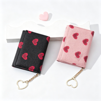 Portefeuille compact personnalisé en PU pour femme avec porte-clés en forme de cœur – Pochette légère et tendance pour le rangement quotidien