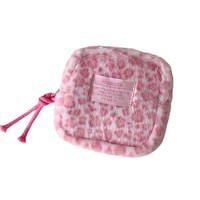 Sac à maquillage en peluche imprimé léopard de style japonais et coréen, mini porte-monnaie portable, sac de rangement