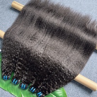 Lot de Tissages Cheveux Humains Raides Crépu à Cuticules Alignées, Cheveux Vierges Bruts à Double Trame, Extensions de Cheveux Raides Crépu en Gros