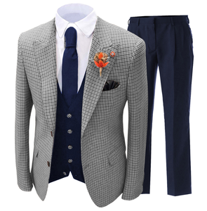 Offre Spéciale quatre saisons costume Slim Fit décontracté Plaid rayé costume hommes costume trois pièces ensemble - Product Image 6