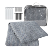 Tapis de sol pour auvent de camping-car en plastique HDPE souple réversible 3m*6m 240GSM, respirant, pour camping en plein air, bleu et gris