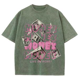 เสื้อยืดลายพังค์สไตล์100% เสื้อเจอร์ซีย์ผ้าฝ้ายพิมพ์ดิจิตอลเสื้อสไตล์ย้อนยุคฟอกสีขมแขนสั้นทรงหลวมกระชับ - Product Image 5