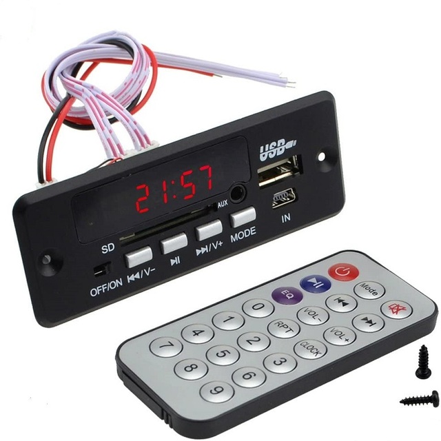 USB MP3 Decoder Board 12V Car Stereo Recording Module 7~12V Wireless USB TF AUX FM Radio Amplifier Remote Digital Display Module