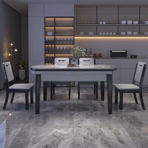 <b>Dining</b> <b>Table</b> <b>Round</b> Foldable Telescopic Convertible Multi Functional Light Luxury Minimalist Dual Use Square And <b>Round</b> - Product Image 2