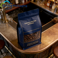 Sacs personnalisés avec logo, emballage pour café en sachet, fond plat, aluminium, papier kraft, sacs personnalisés pour les entreprises