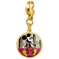 Abalorios de acero inoxidable con diseño de ratón de dibujos animados de orejas grandes, tipo pulsera italiana, con cierre de pinza y colas de langosta, colgante redondo, joyería