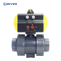 Vanne à boisseau sphérique pneumatique à union vraie en PVC/CPVC résistante à la corrosion, 1/2"-4" DN15-DN100, double action pour produits chimiques et eau