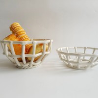 Corbeille à fruits en céramique tressée faite à la main, plateau de rangement amovible, plateau à pain, panier de drainage personnalisé pour salon, style maison américain