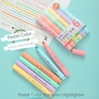 6 pièces ensemble couleur Pastel Macaron surligneur stylo marqueur stylos Fluorescent stylo dessin surligneurs mignon papeterie fournitures scolaires