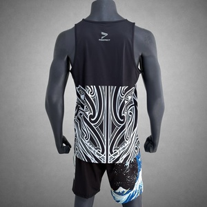 Kaus Jersey setengah sublimasi Dry-Fit olahraga desain baru rompi Rugby HD tanpa lengan bergaris kustom tenun ukuran besar - Product Image 3