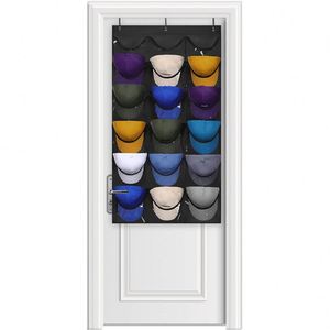 18 Deep Pockets Hat Holder Hanging Organizer Quality Baseball Cap Organizer with 3 Hooks for Closet or <b>Wardrobe</b> - Product Image 1