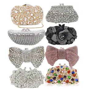 Funky lady metal diamond dinner rhinestone stone crystal women party hard purse bride evening bridal wedding hardside clutch bag