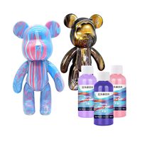Osbang Nouveau Style 18cm Ours Verser Peinture Ensemble Fluide Art Ensemble 3 Couleurs Outils Métallique Acrylique 1 Ensemble Art Artisanat Revêtement Pigment Utilisation