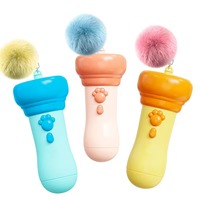 Jouet électrique interactif pour chat en plastique ABS écologique, lanceur à ressort à un bouton, balle en peluche rétractable sur corde, pour jeu d'intérieur