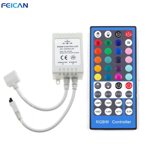 Feican 40-Keys Wireless RGBW Light Strip Controller Intelligent IR Led Remote 12V-24V 8A Output 4 Channels