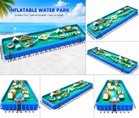 Parc aquatique gonflable commercial avec parcours d'obstacles flottants pour enfants et adultes, aire de jeux aquatique extérieure