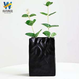 ชุดแจกันเซรามิกรูปทรงถุงกระดาษแบบพับได้ สไตล์นอร์ดิก สำหรับดอกไม้แห้งและดอกไม้สด ตกแต่งบ้าน - Product Image 2