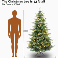 Künstlicher Fichten-Weihnachtsbaum mit Scharnierstruktur und Vorinstallierten Trendigen Warmen Lichtern