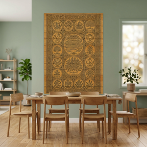 Tapisserie murale rectangulaire en coton Orissa imprimée style traditionnel décorative à suspendre toutes saisons pour salon intérieur - Product Image 1