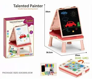 Peintre talentueux 2 en 1 jouet éducatif double face enfants tableau d'écriture support pliable artiste planche à dessin avec jeu