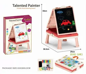 Pintor Talentoso, Juguete Educativo 2 en 1, Pizarra de Doble Cara para Niños, Soporte Plegable, Pizarra de Dibujo Artística con Juego - Product Image 1