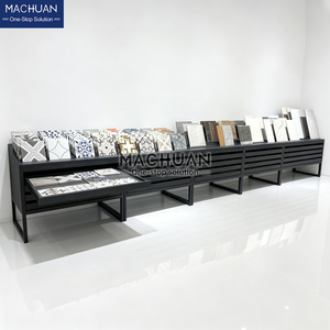 Présentoir à carreaux combiné avec fentes inclinées et base à tiroirs pour l'exposition d'échantillons de marbre en magasin de matériaux de construction - Product Image 6