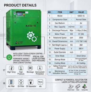 Compresseur d'air rotatif à vis 4 en 1 haute efficacité KELAIDE 15 kW 10 bars pour découpe laser - Product Image 4