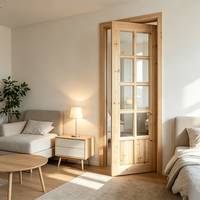 Porte intérieure en bois de cèdre massif, durable, en bois naturel, avec vitrage, pour intérieur commercial