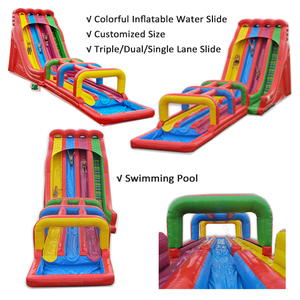 Bán <span class=keywords><strong>Hot</strong></span> ngoài trời Tùy Chỉnh màu xanh ba-<span class=keywords><strong>slide</strong></span> Inflatable trượt nước để bán - Product Image 2