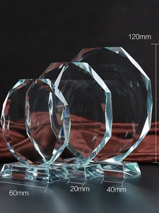 Bán Buôn Bát Giác Pha Lê Cúp Huy Chương Trắng Phôi Phần Cross-Biên Giới Tinh Thể Thủ Công Tùy Chỉnh Pha Lê Sản Xuất - Product Image 5