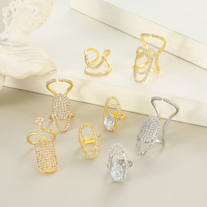 แหวนนิ้วเปิดประดับเพชรทังสเตนทรงเรขาคณิตสไตล์ยุโรปอเมริกัน ดีไซน์เก๋ไก๋ สวยหรู สำหรับผู้หญิง - Product Image 2