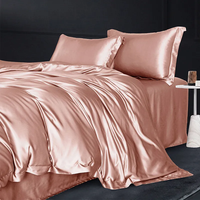 Parure de lit de luxe en soie pour mariage avec taies d'oreiller, drap plat et housse de couette - Textiles de maison écologiques