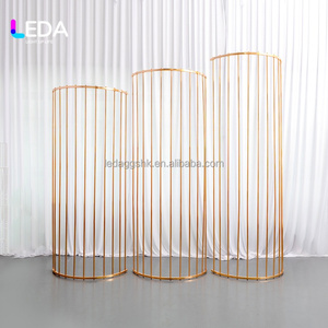 LEDA Wedding Decoration Shiny Gold Half Cylinder Shape Metal <b>Backdrop</b> <b>Stand</b> Wedding Stage Decoration for Events Decor - Product Image 6