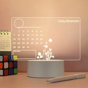 Ide produk baru 2024 notepad DIY papan pesan dapat dihapus Aksesori Meja 3D akrilik catatan pad perencana kalender