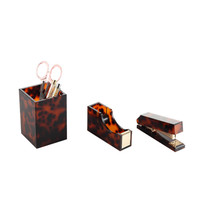 Agrafeuse en acrylique imitation écaille de tortue, fournitures de bureau pour accessoires de bureau, design unique, ensemble de papeterie de bureau