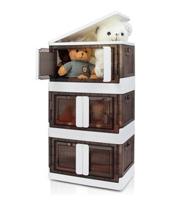 Collapsible <b>Storage</b> Bins with Lids and Wheels Stackable Plastic Foldable <b>Cabinets</b> <b>for</b> Closet and <b>Garage</b> Shoe <b>Storage</b> - Product Image 1