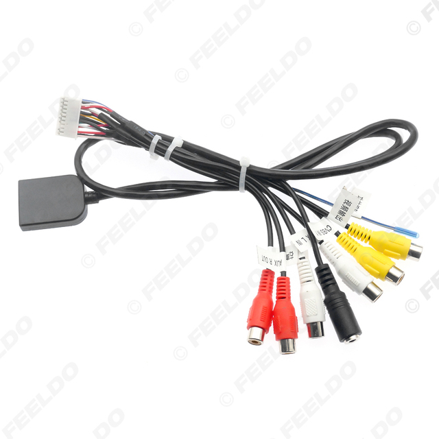 20-pin Extended Interface Cable With RCA AUX-IN/OUT Audio/Video MIC Receptacle and SIM Slot for Android Head Unit Stereo