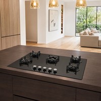 Kompor Gas Tanam 5 Tungku Kaca Temper Permukaan Hitam 5 Tungku Lipat Kompor Gas Instalasi Tanam untuk Hotel & Rumah Tangga