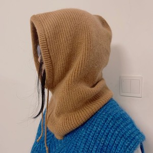 Pasamontañas peludo Calentador de <span class=keywords><strong>cuello</strong></span> Máscara de punto de moda para <span class=keywords><strong>mujer</strong></span> con bufanda integrada Sombrero térmico de invierno para clima frío - Product Image 6