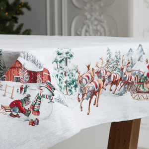Giáng Sinh Ribbon Khăn Trải Bàn 60x126 ''Hình Chữ Nhật Nhiệm Vụ Nặng Nề Vải Stain Bằng Chứng Thu Hoạch Kỳ Nghỉ Mùa Thu Bữa Ăn Tối Bảng Vải - Product Image 2