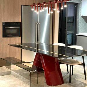 โต๊ะรับประทานอาหารหินอ่อนสไตล์มินิมอลอิตาลี รูปทรงสี่เหลี่ยมผืนผ้า ดีไซน์ทันสมัย โครงสร้างแข็งแรง สำหรับห้องนั่งเล่น - Product Image 1